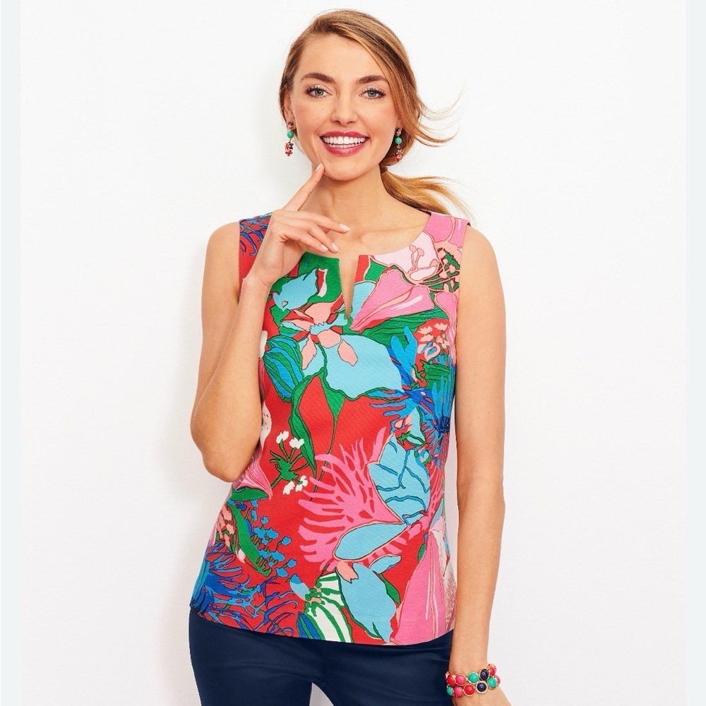 RSVP by Talbot Sleeveless Floral Print Tank Top with size zip